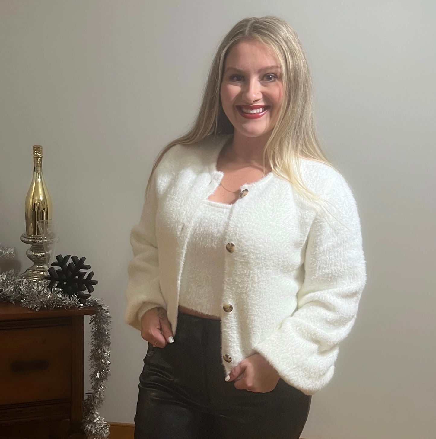 White Two Piece Sweater Set
